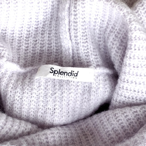 SPLENDID COLLECTION FUNNEL NECK WOOL-BLEND OVERSIZED SWEATER HEATHERED SNOWY FIG - Picture 6 of 10